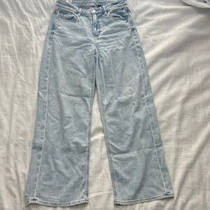 American Eagle Outfitters Light Wash Wide-Leg Jeans